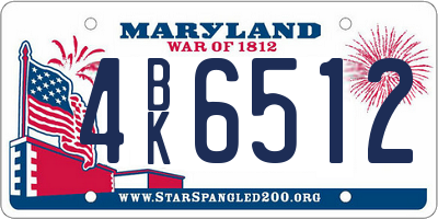 MD license plate 4BK6512