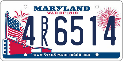 MD license plate 4BK6514