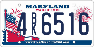 MD license plate 4BK6516