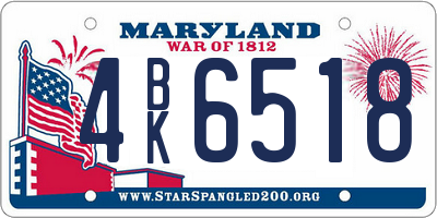 MD license plate 4BK6518