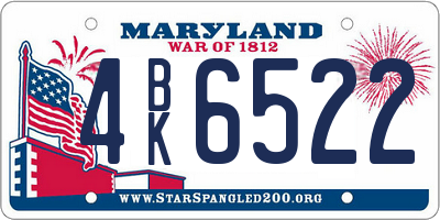 MD license plate 4BK6522