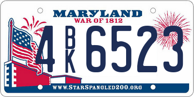 MD license plate 4BK6523