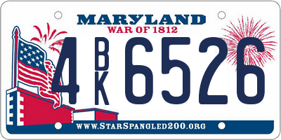MD license plate 4BK6526