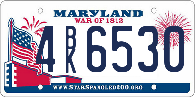 MD license plate 4BK6530
