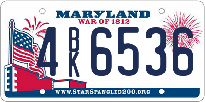 MD license plate 4BK6536