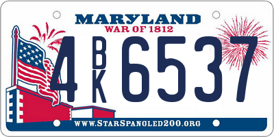MD license plate 4BK6537