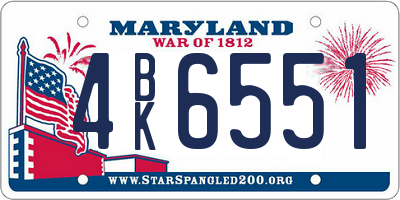 MD license plate 4BK6551