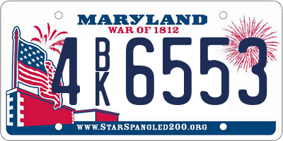 MD license plate 4BK6553