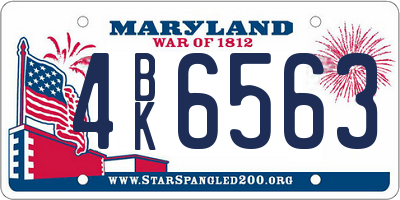 MD license plate 4BK6563