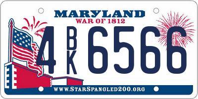 MD license plate 4BK6566