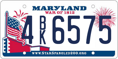 MD license plate 4BK6575