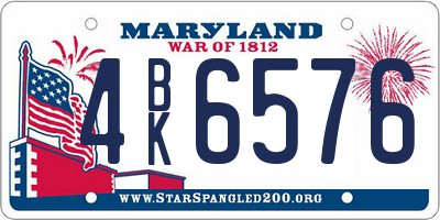 MD license plate 4BK6576