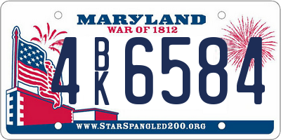 MD license plate 4BK6584