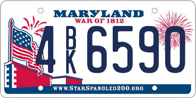 MD license plate 4BK6590