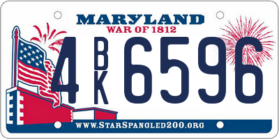 MD license plate 4BK6596