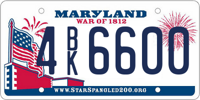 MD license plate 4BK6600