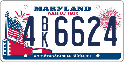 MD license plate 4BK6624
