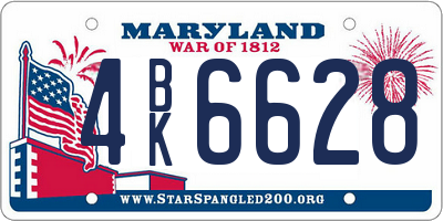 MD license plate 4BK6628