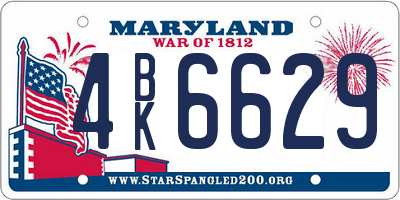 MD license plate 4BK6629