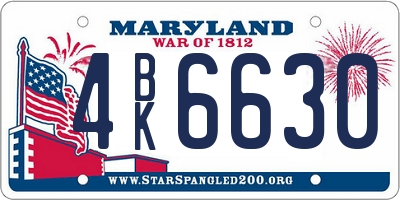 MD license plate 4BK6630