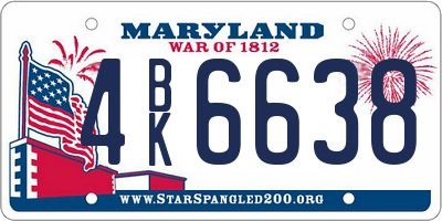 MD license plate 4BK6638