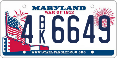 MD license plate 4BK6649
