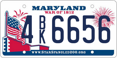 MD license plate 4BK6656