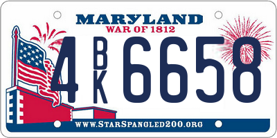 MD license plate 4BK6658
