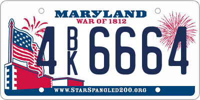 MD license plate 4BK6664