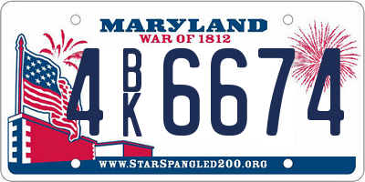 MD license plate 4BK6674