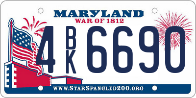 MD license plate 4BK6690