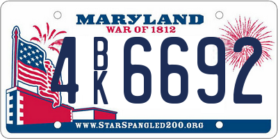 MD license plate 4BK6692