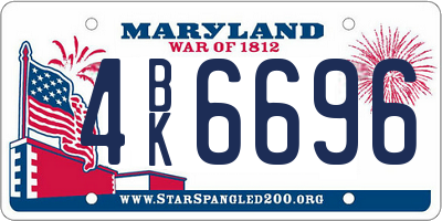 MD license plate 4BK6696