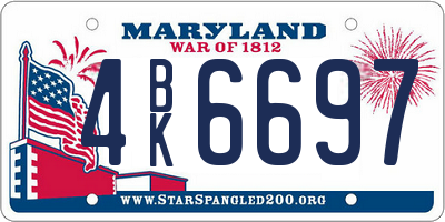 MD license plate 4BK6697