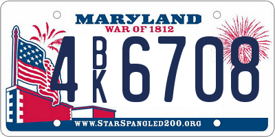 MD license plate 4BK6708
