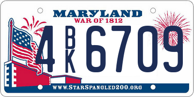 MD license plate 4BK6709