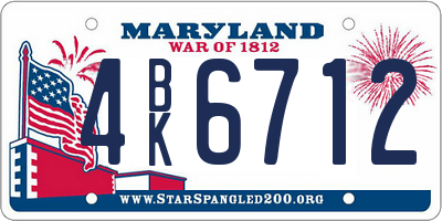 MD license plate 4BK6712