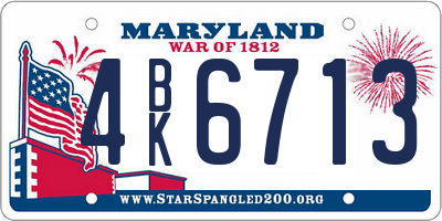 MD license plate 4BK6713