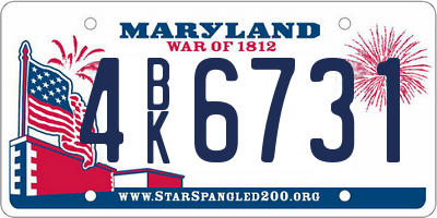 MD license plate 4BK6731