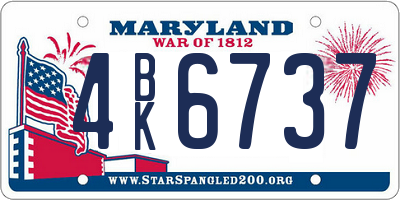 MD license plate 4BK6737