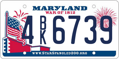 MD license plate 4BK6739
