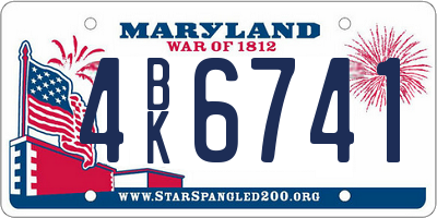 MD license plate 4BK6741