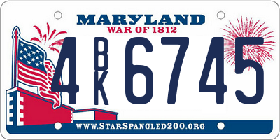 MD license plate 4BK6745