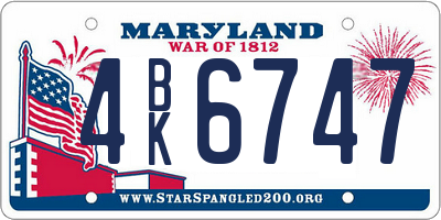 MD license plate 4BK6747