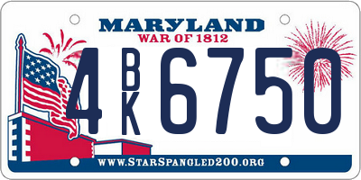 MD license plate 4BK6750