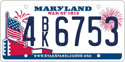 MD license plate 4BK6753