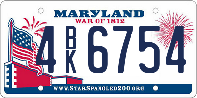 MD license plate 4BK6754