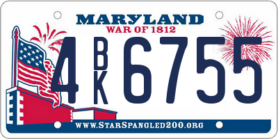 MD license plate 4BK6755
