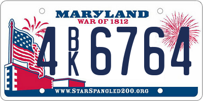 MD license plate 4BK6764