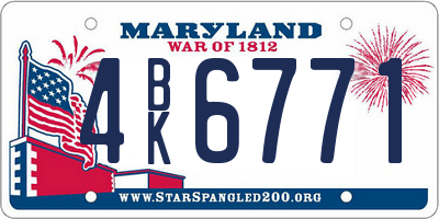 MD license plate 4BK6771